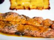 Scaloppine salmone profumo arancia marmellata cipolle griglia patate