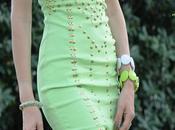 Abito giallo lime borchie Yellow dress with studs