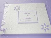 Wedding guestbook fiori lilla bianchi, decorati pois rilievo