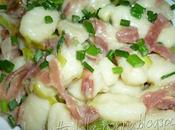 Gnocchi patate senza glutine porro, prosciutto crudo, erba cipollina parmigiano