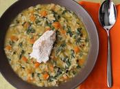 Minestra riso zucca, bietole quenelle ricotta