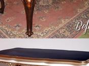 Restauro decorazione tavolo barocco laccatura doratura before after
