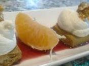 Mousse ricotta mandarino, biscotto alle noci, coulis melagrana