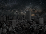 Darkened cities: cielo notturno sopra città senza inquinamento luminoso