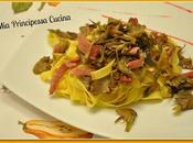 Fettuccine speck carciofi.