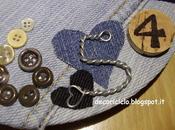 Orologio parete: fatto disco rotto, jeans vari materiali recupero