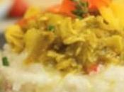 Bocconcini pollo curry frutti tropicali risotto alle erbe aromatiche