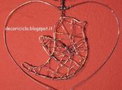 Decorazione appendere filo ferro, cuore uccellino