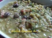 Zuppa fregola carciofi, guanciale taggiasche