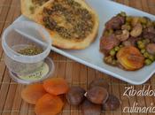 Spezzatino maiale piselli, castagne, albicocche manakish allo zaatar
