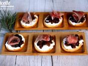 Crostini formaggio, radicchio tardivo speck