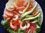 Insalata gamberi, salmone avocado