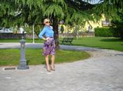 Outfit: midi ethnic skirt blue shirt