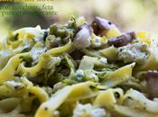 Tagliatelle all'uovo zucchine, feta pancetta croccante