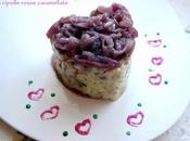 Cuor risotto alla pancetta zucchine, cipolle rosse caramellate