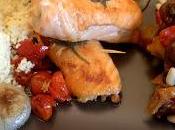 Involtini salmone cous cous, caponatina cipolline agrodolce