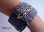 Bracciale grigio zip, cartone jeans