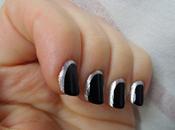 Nail Sideways Black Silver French Manicure