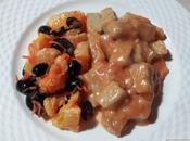 Spezzatino seitan agrodolce accompagnato insalata arance