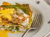 Lasagne allo zafferano salmone, asparagi fiori zucca.