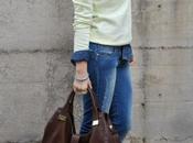 Outfit: denim total look yellow sweatshirt