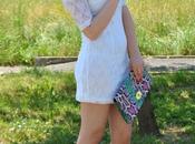 Outfit: white lace dress