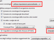 Come cancellare contenuto della cache automaticamente alla chiusura Firefox.