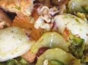 Calamari, salmone verdure padella