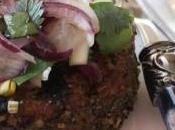 Trendy burger spicy crunchy with fruit