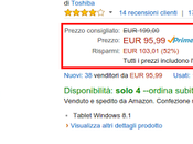 Offertona Amazon: tablet Windows Toshiba scontato euro