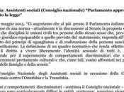 Ordine Nazionale degli Assistenti Sociali: auguriamo presto Parlamento italiano doti nostro Paese norma attualmente discussione Senato proposta legge Cirinnà disciplini unioni civili persone dell...