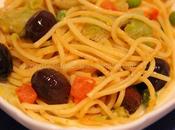 Spaghetti zucchero, olive pisellini