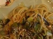 Spaghetti porri fave