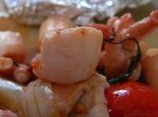 Polpo Umido saltato pomodorini, scalogno olive