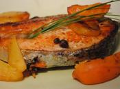 Salmone pesche, albicocche capperi