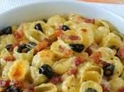 Gratin pasta, pancetta olive