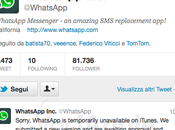 WhatsApp Messenger, inspiegabilmente rimossa AppStore…problema temporaneo qualcosa preoccupante?